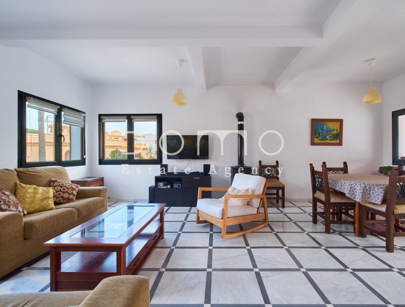 Spacious and bright living room in the village of Mojácar, with stunning views to the mediterranean sea.