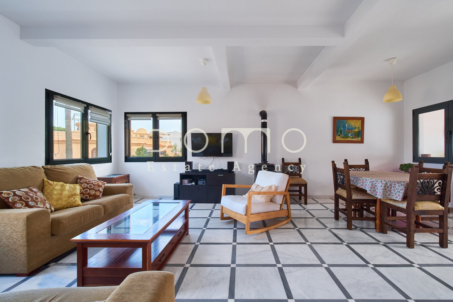 Spacious and bright living room in the village of Mojácar, with stunning views to the mediterranean sea.